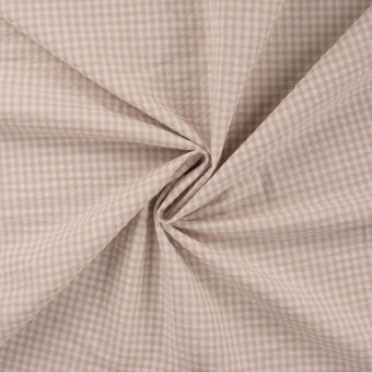 Tissu seersucker imprimé petit vichy beige