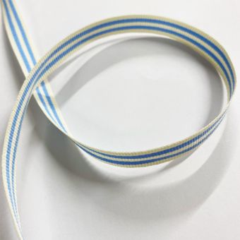 Galon gros grain rayé bleu 10 mm