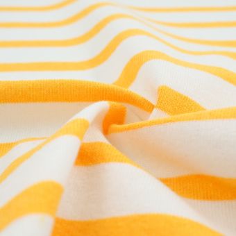 Maille jersey lourd marinière jaune et blanc - Origine France