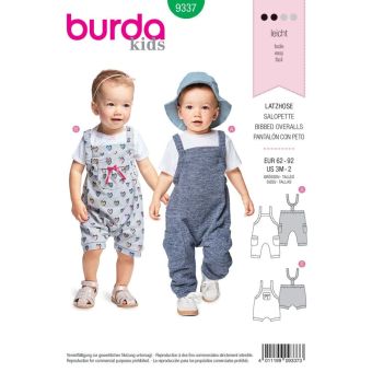 Patron Burda  Kids 9337 Salopette enfant de 3 mois à 2 ans