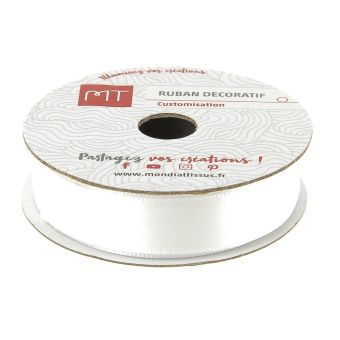 Bobine ruban satin blanc 13 mm