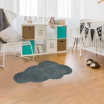 Tapis enfant fait main en coton NUAGE 1, gris