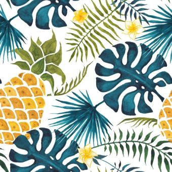 Tissu Impermeable Tropical Ananas, coupon 1m x laize (155cm)