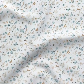 Tissu cretonne imprimé douce fleur bleu