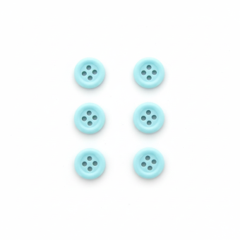 Carte de 6 boutons unis 12 mm bleu lagon