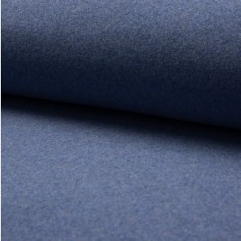 Tissu polaire coton bio duveteuse  bleu jean