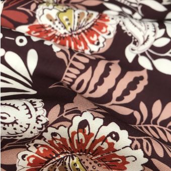 Tissu twill polyester recyclé Perse rouge bordeaux