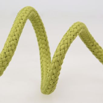 Cordon tressé tubulaire polyester kaki 8mm