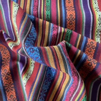 Toile bohème à rayures tissées multicolore