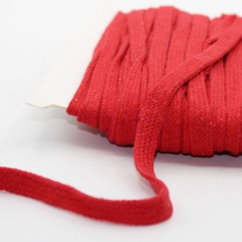 Cordon lacet coton 10 mm rouge