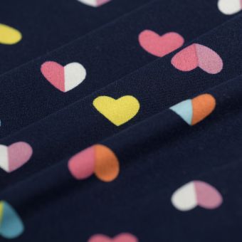 Tissu jersey polyester coeur rond marine