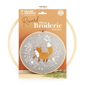 Kit broderie renard cercle 28cm