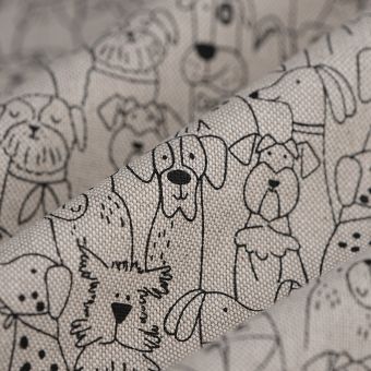 Tissu bachette Linen look chien Woof