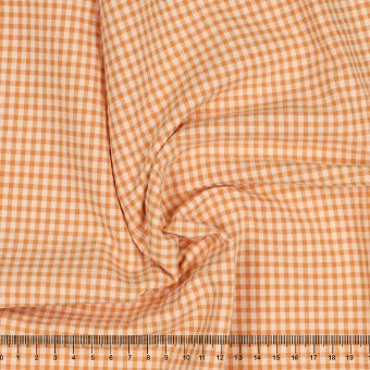 Tissu seersucker vichy orange et rose 2mm recyclé