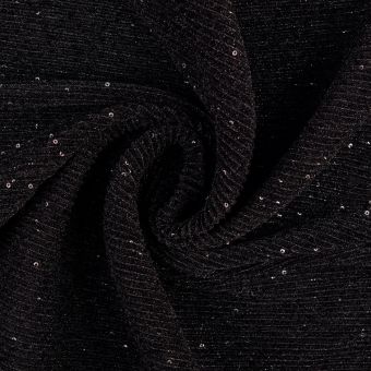  Maille plissée stretch sequins noir