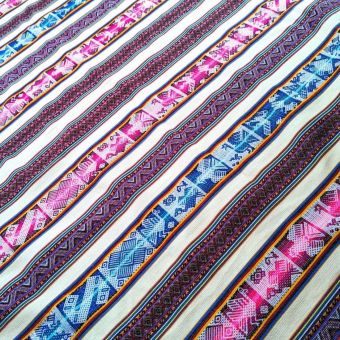 Tissu andin CHINCHERO – Aguayo BEIGE au mètre – textile Inca