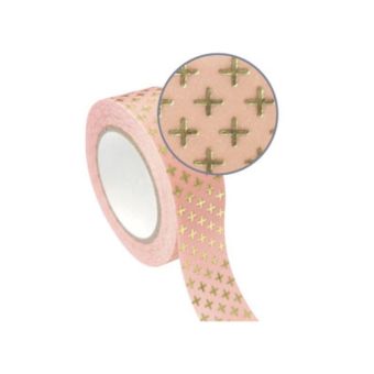 Graine Créative - Ruban adhésif (Masking Tape) 1,5 cm Croix doré