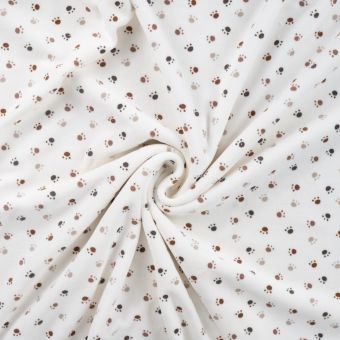 Tissu Velours imprimé petit pas multico