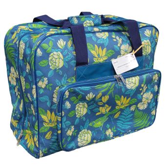 Sac pour machine à coudre bleu motif roses et feuilles