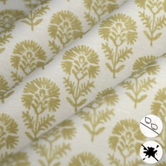 Tissu Loneta enduit fleur print ocre