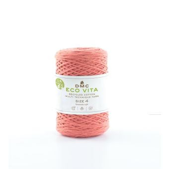 Pelote de fil à tricoter Eco Vita 4 - coton recyclé rose saumon n°15
