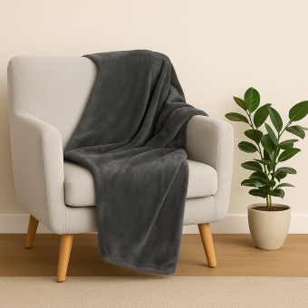 Plaid uni gris anthracite 125x150 cm