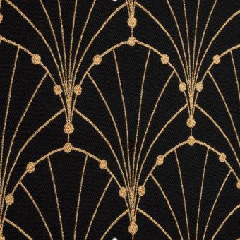 Tissu Jacquard damassé Charleston 295cm - noir et doré