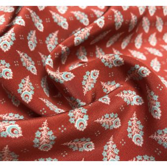 Tissu Liberty soie crêpe rouge fleurs