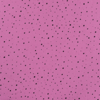 Tissu double gaze pois noir Foil fuchsia