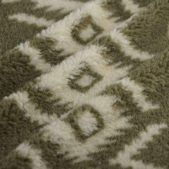 Tissu sherpa doux Ethnic écru kaki