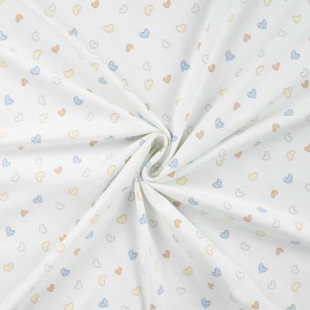 Maille jersey coton imprimée multi cœurs pastel multico