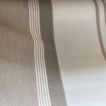 Tissu outdoor déperlant anti-uv taupe rayé blanc 150 cm
