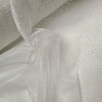 Tissu organza transparent mini flocon pailleté blanc