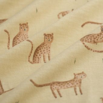 Tissu jersey coton léopard beige
