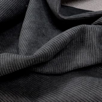 Tissu velours côtelé uni STARSKY Noir