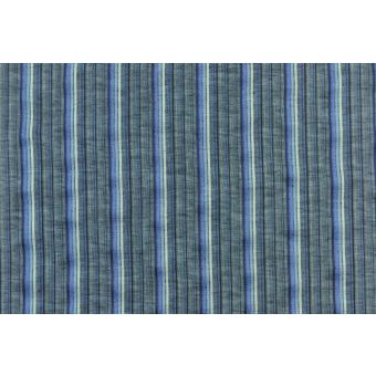 Coupon 300x155cm de Lin mélangé coton à rayures bleues