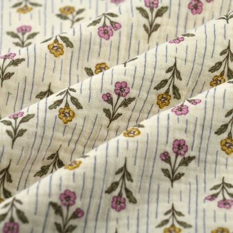 Tissu double gaze rayure indienne