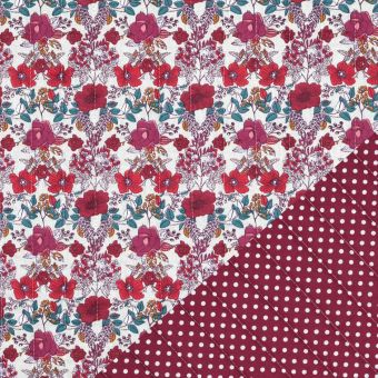 Matelassé recto-verso coquelicot envers pois rouge