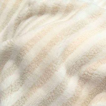 Tissu Teddy Bouclette à Rayure Beige