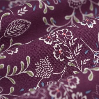 Tissu Bachette indienne floral prune