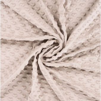 Tissu minky cœurs beige