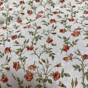 Tissu cretonne enduite douce fleur orange