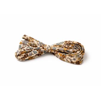 Cordon spaghetti écru 7 mm x 2 m tissu fleuri moutarde et bleu