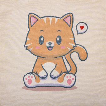 Carré jacquard chat coeur 47x47cm