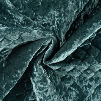 Tissu matelassé velours bleu pétrole