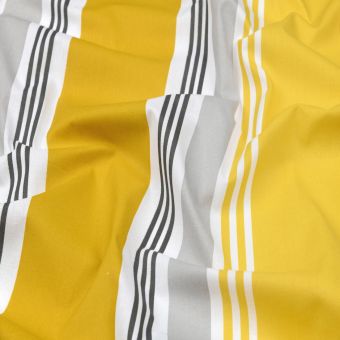 Tissu cretonne imprimé enduite rayures Mahai jaune 