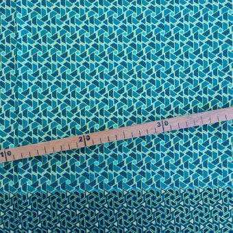 Tissu Wax pailleté vert imprimé Mini triangles - 50x120cm