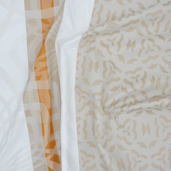 Tissu jacquard enduit déperlant Vali blanc géométrique