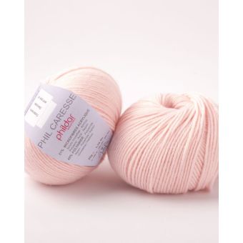 Pelote de fil à tricoter Caresse rose - Phildar