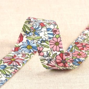 Biais fleuris rose clair 27mm